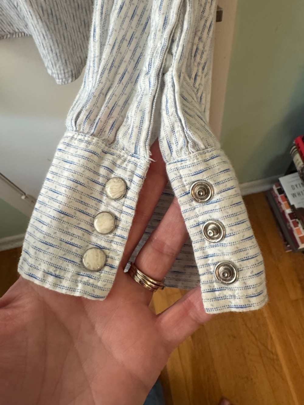 Salt Valley Western Men's Light Blue Stripe Snap-Down Shirt - Picture 5 of 6